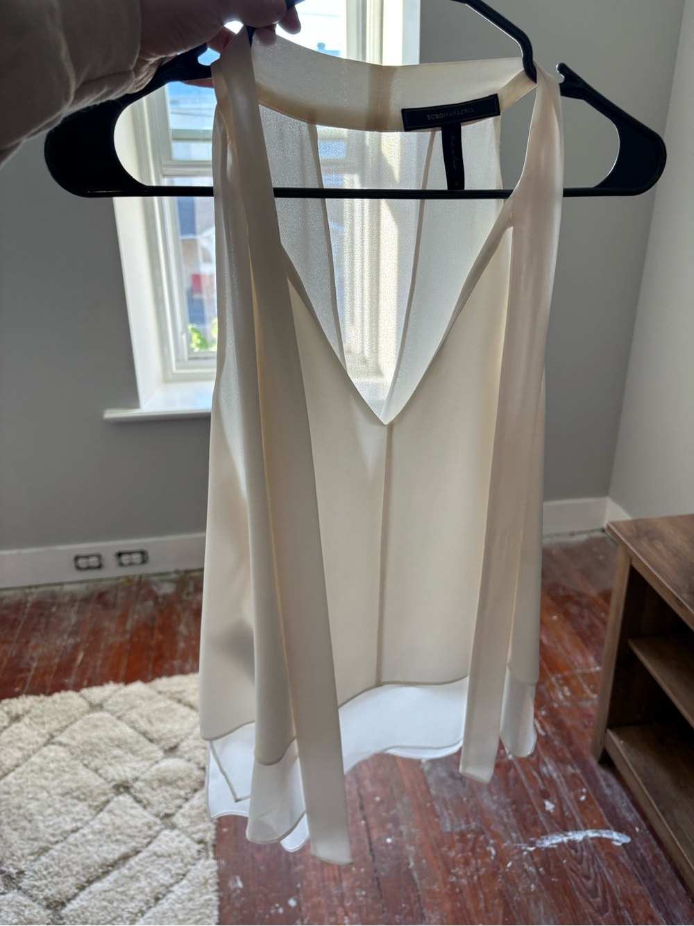 BCBGMaxAzria Cream Chiffon Halter Camisole